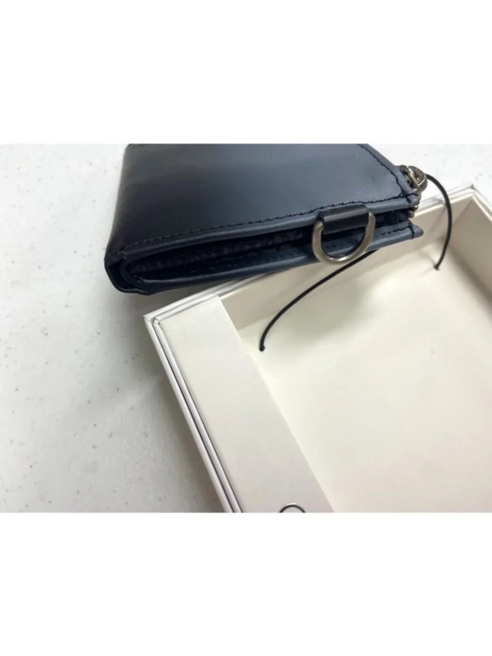 Calvin Klein Men RFID Zip Around Card Case Wallet Black Gray Leather $50 SALE